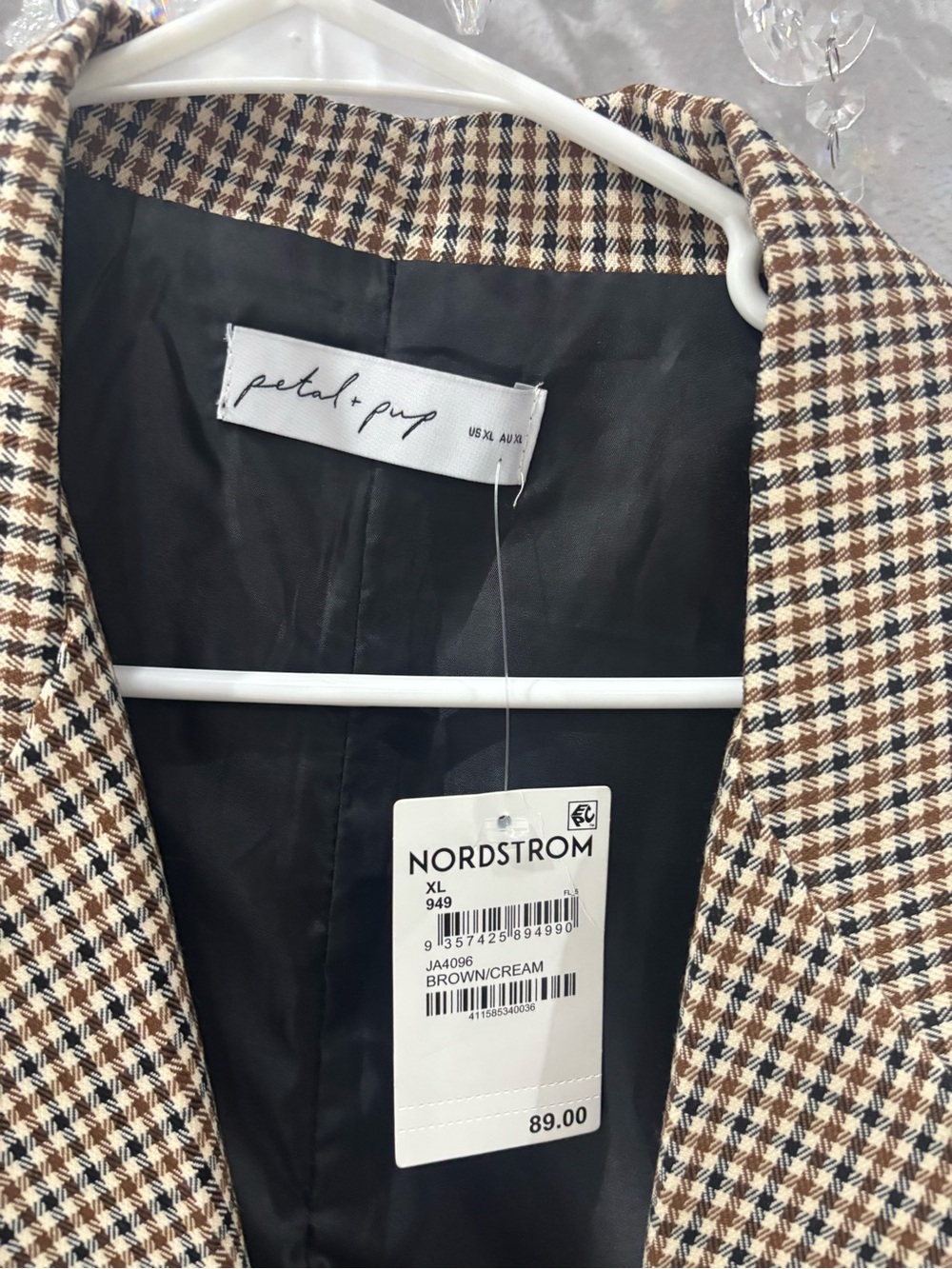Nordstrom Houndstooth Blazer in Brown and Cream - Picture 2 of 4